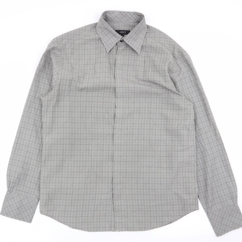 NEXT Mens Grey Check   Button-Up Size M
