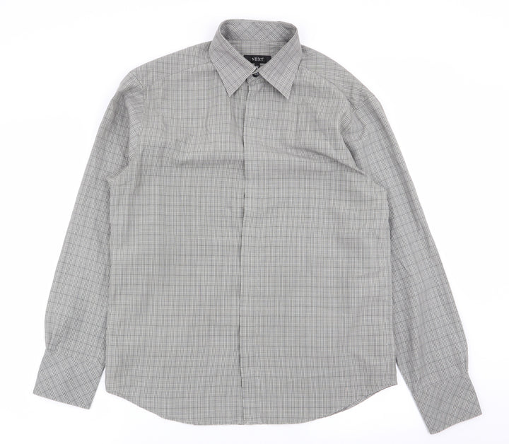 NEXT Mens Grey Check Button-Up Size M