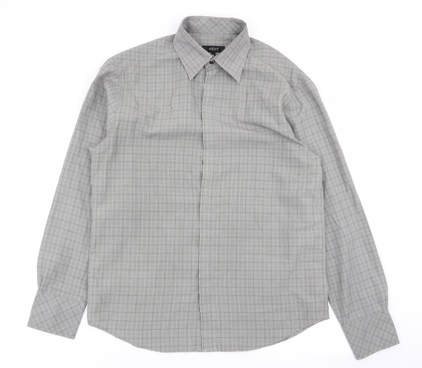NEXT Mens Grey Check   Button-Up Size M