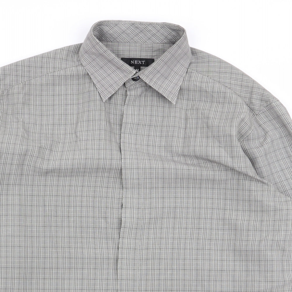 NEXT Mens Grey Check   Button-Up Size M