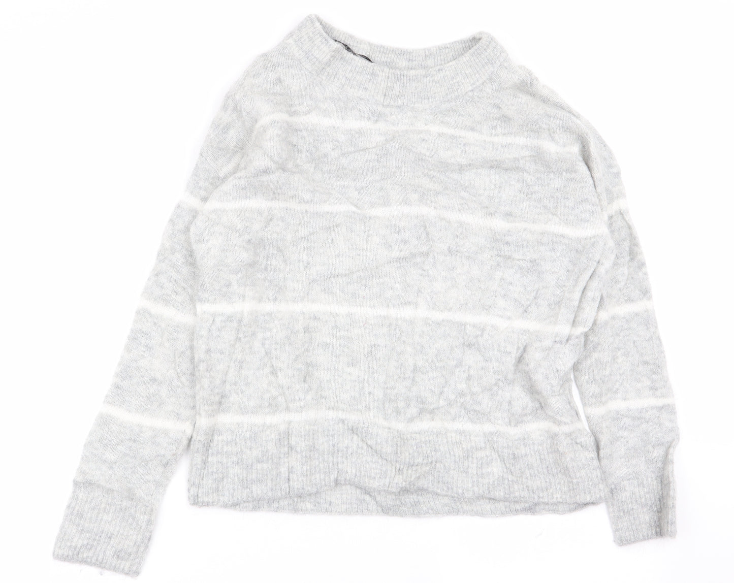 H&M Womens Grey Striped  Pullover Jumper Size 6