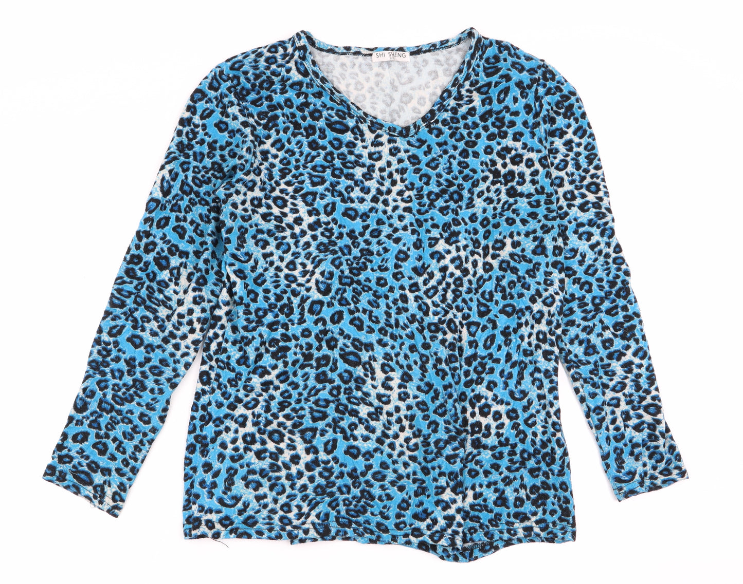 shi sheng Womens Multicoloured Animal Print  Basic T-Shirt Size L