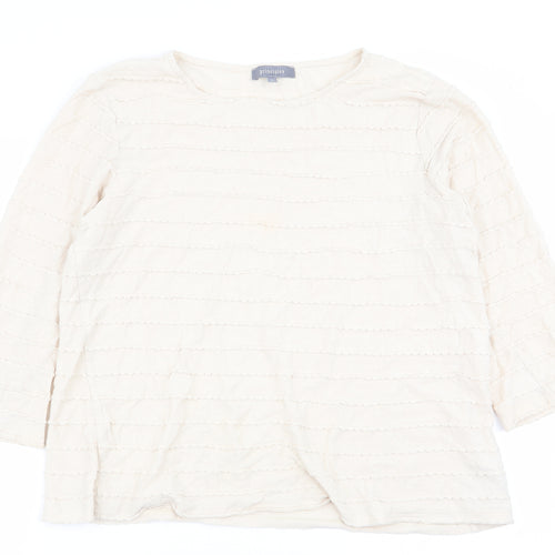 Principles Womens Beige Striped  Basic T-Shirt Size 14