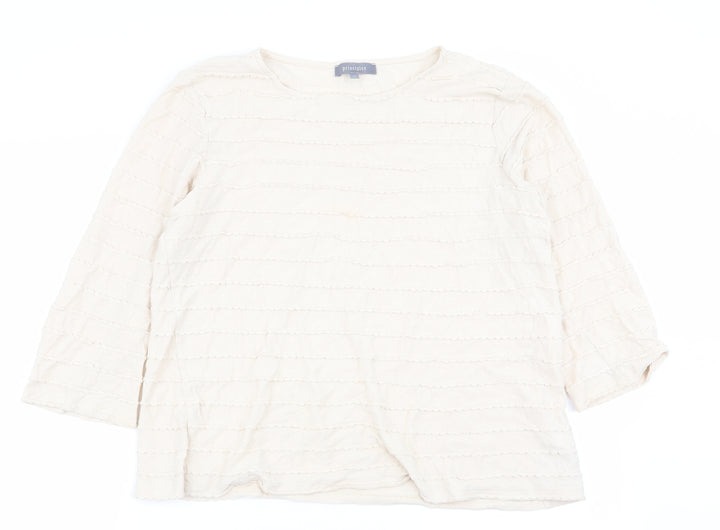 Principles Womens Beige Striped Basic T-Shirt Size 14