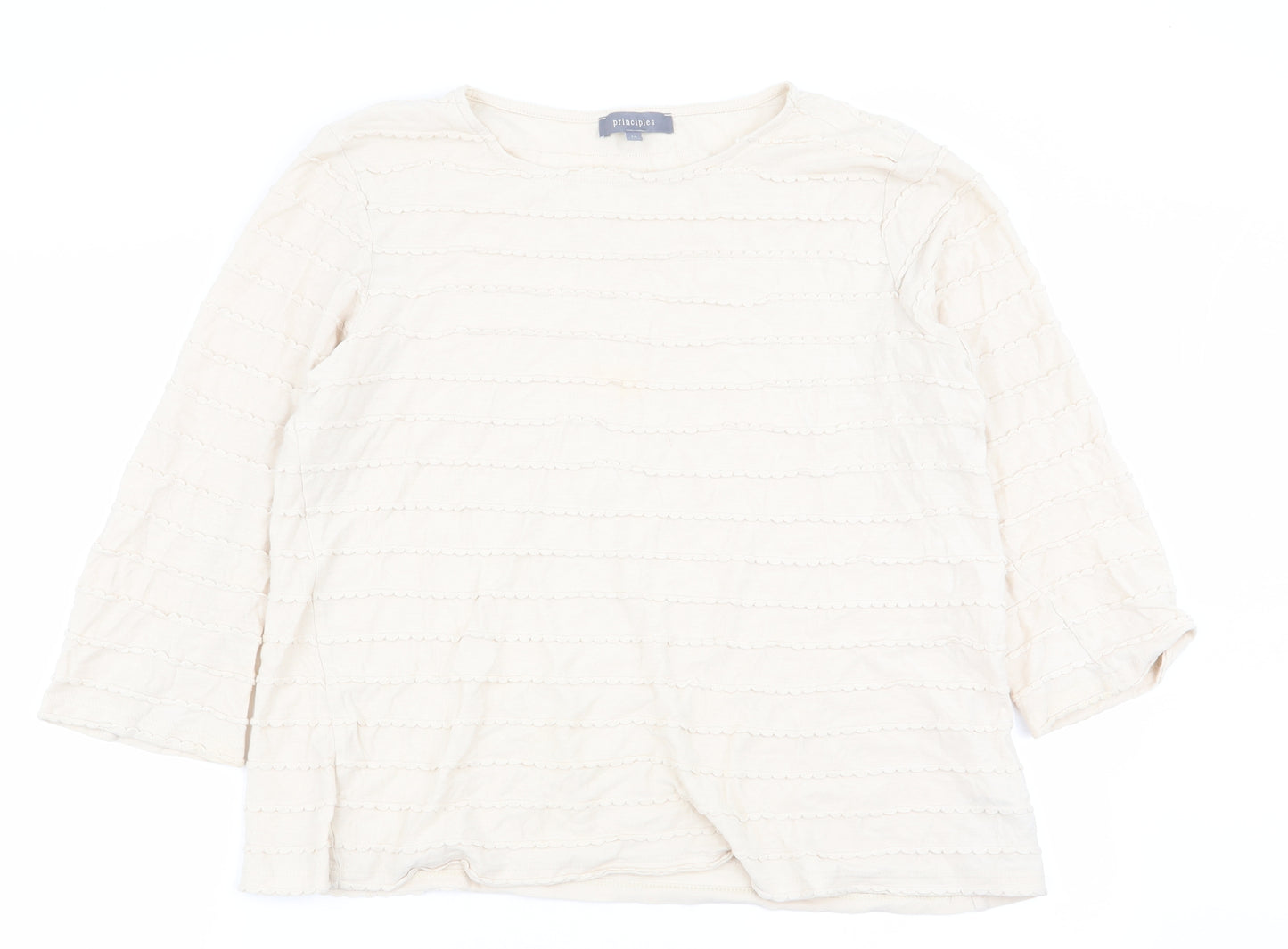 Principles Womens Beige Striped  Basic T-Shirt Size 14
