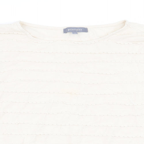 Principles Womens Beige Striped  Basic T-Shirt Size 14