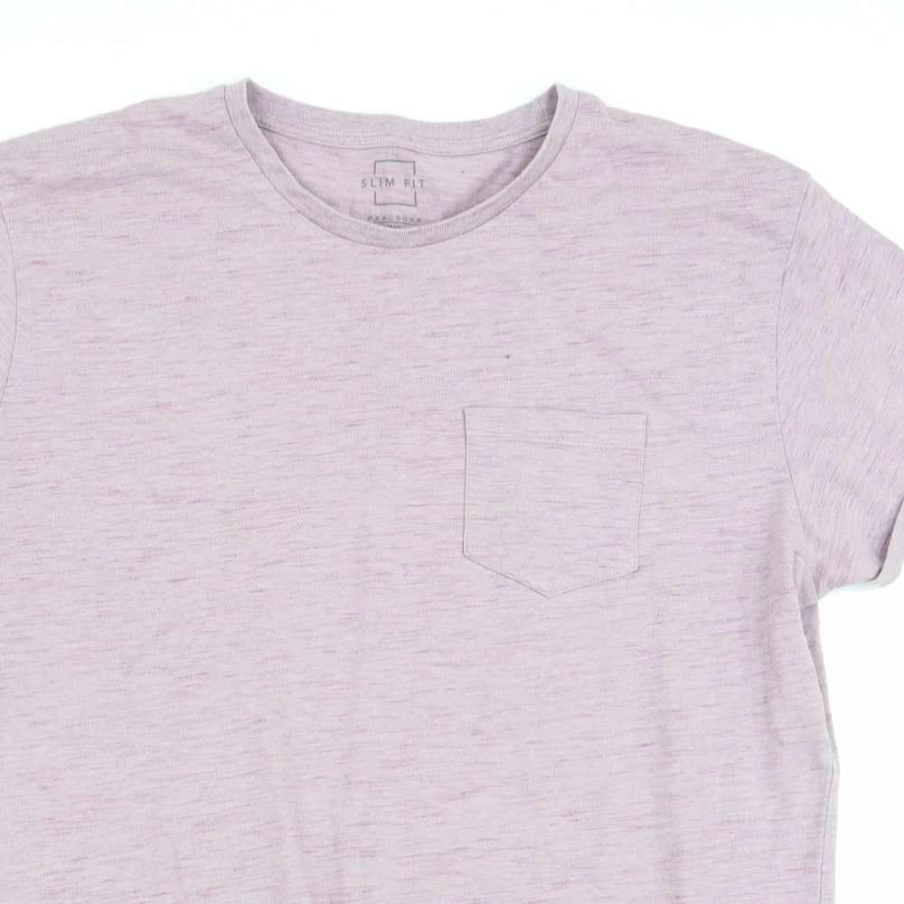 Peacocks Mens Purple    T-Shirt Size L