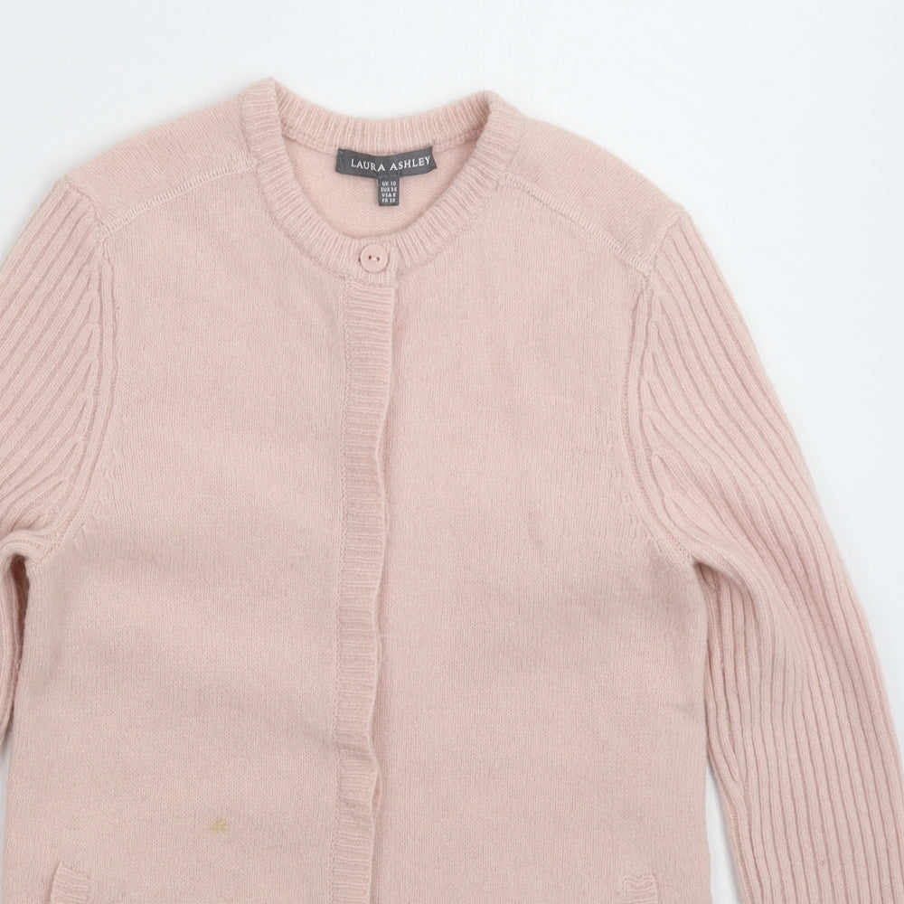 Laura Ashley Womens Pink  Knit Cardigan Jumper Size 10
