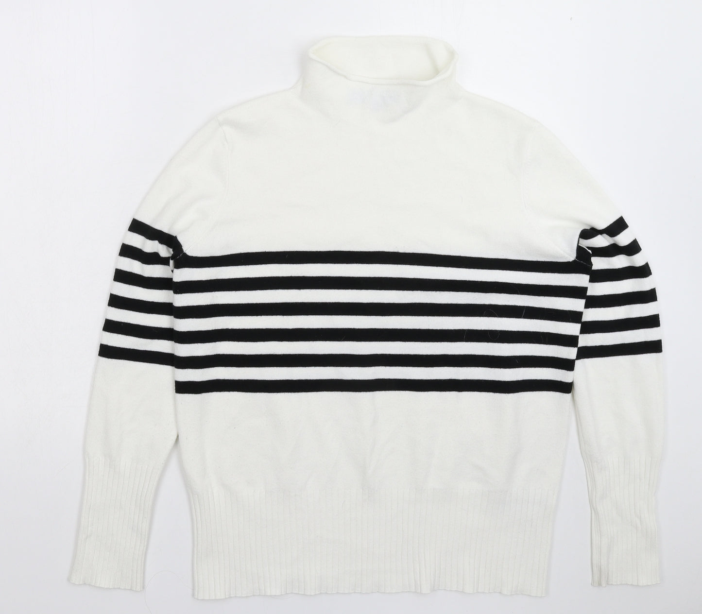 French Connection Mens White Striped Knit Pullover Jumper Size XL