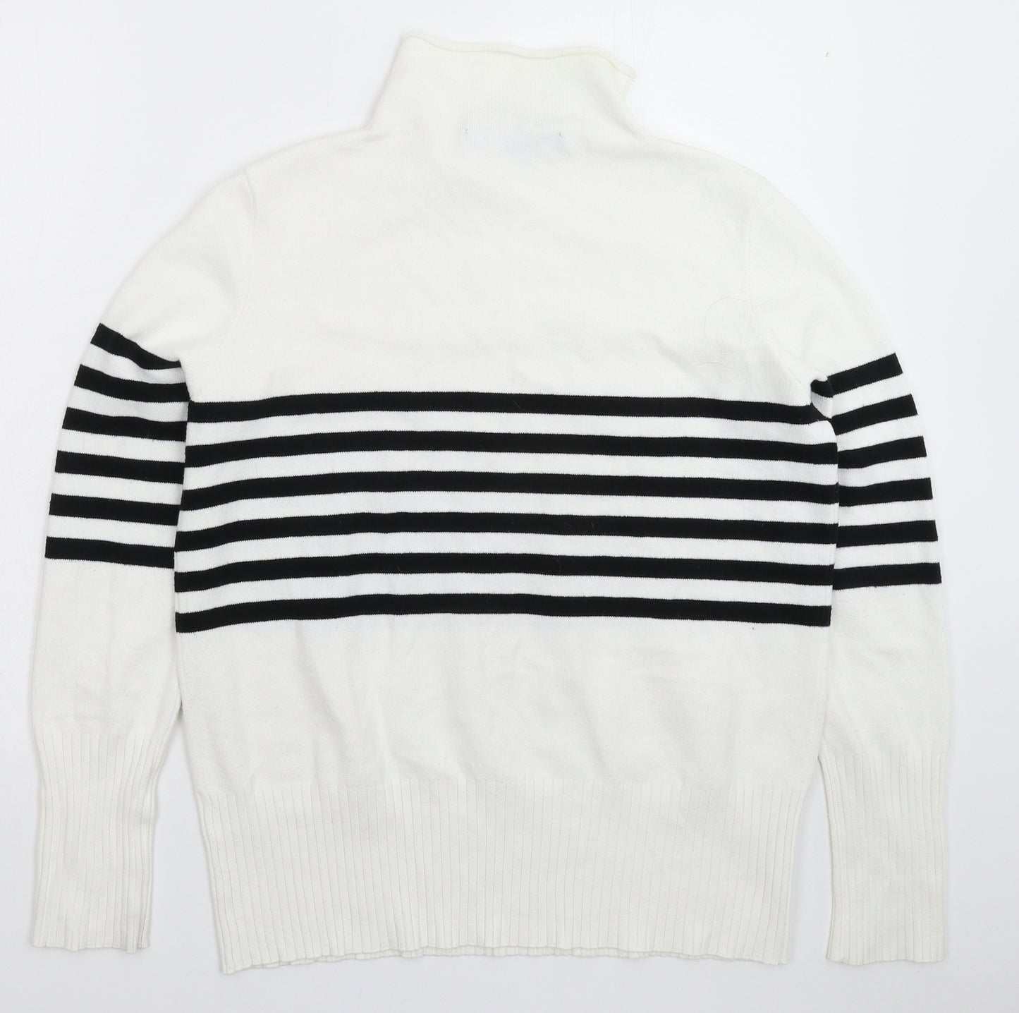 French Connection Mens White Striped Knit Pullover Jumper Size XL