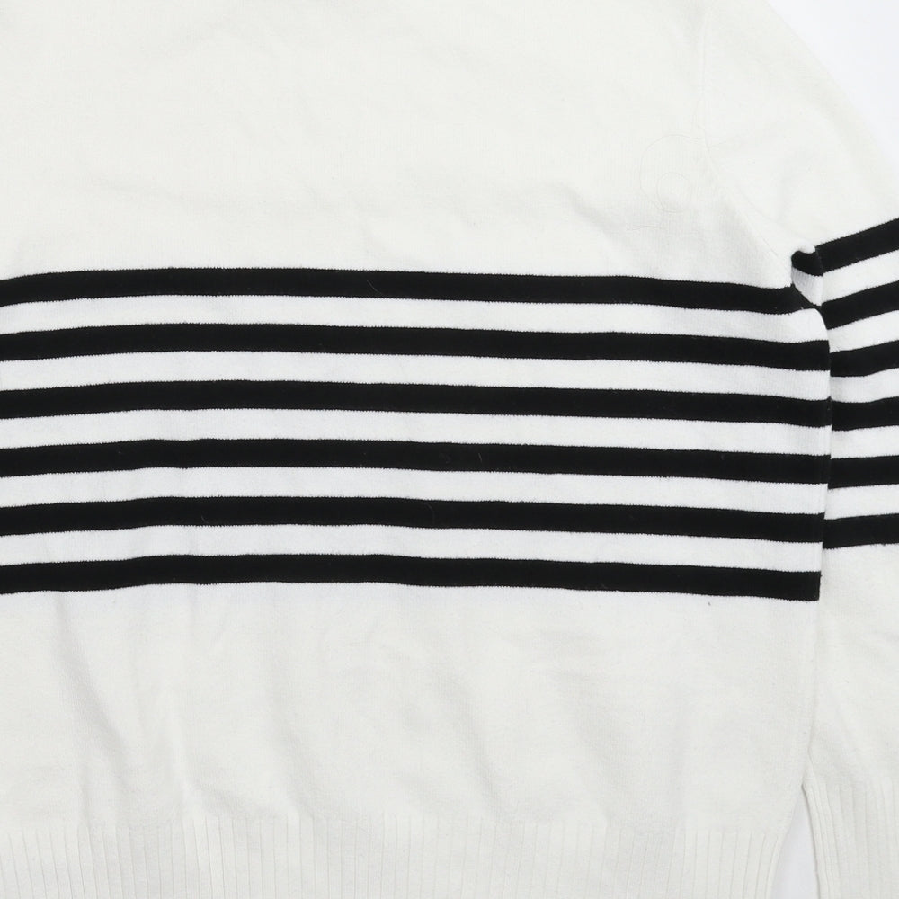 French Connection Mens White Striped Knit Pullover Jumper Size XL