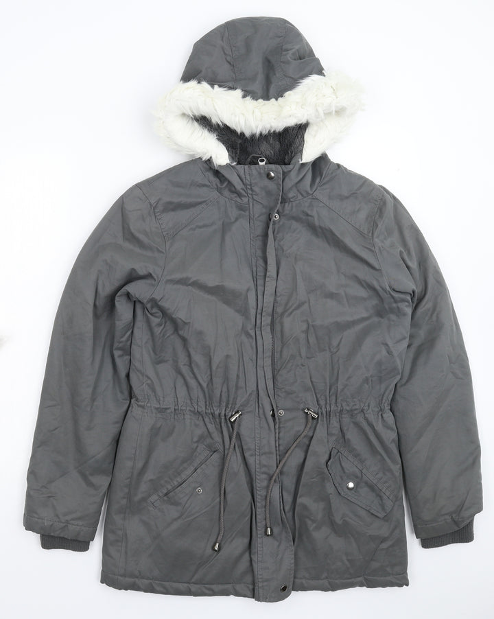 Oasis Womens Grey Parka Coat Size S