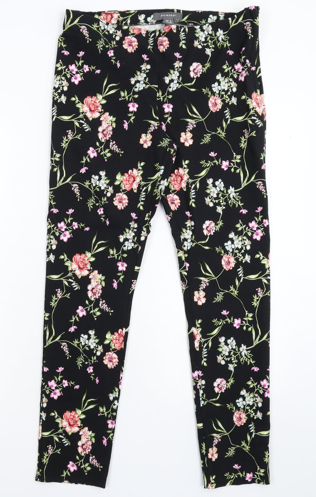 Primark Womens Black Floral  Trousers  Size 14 L28 in