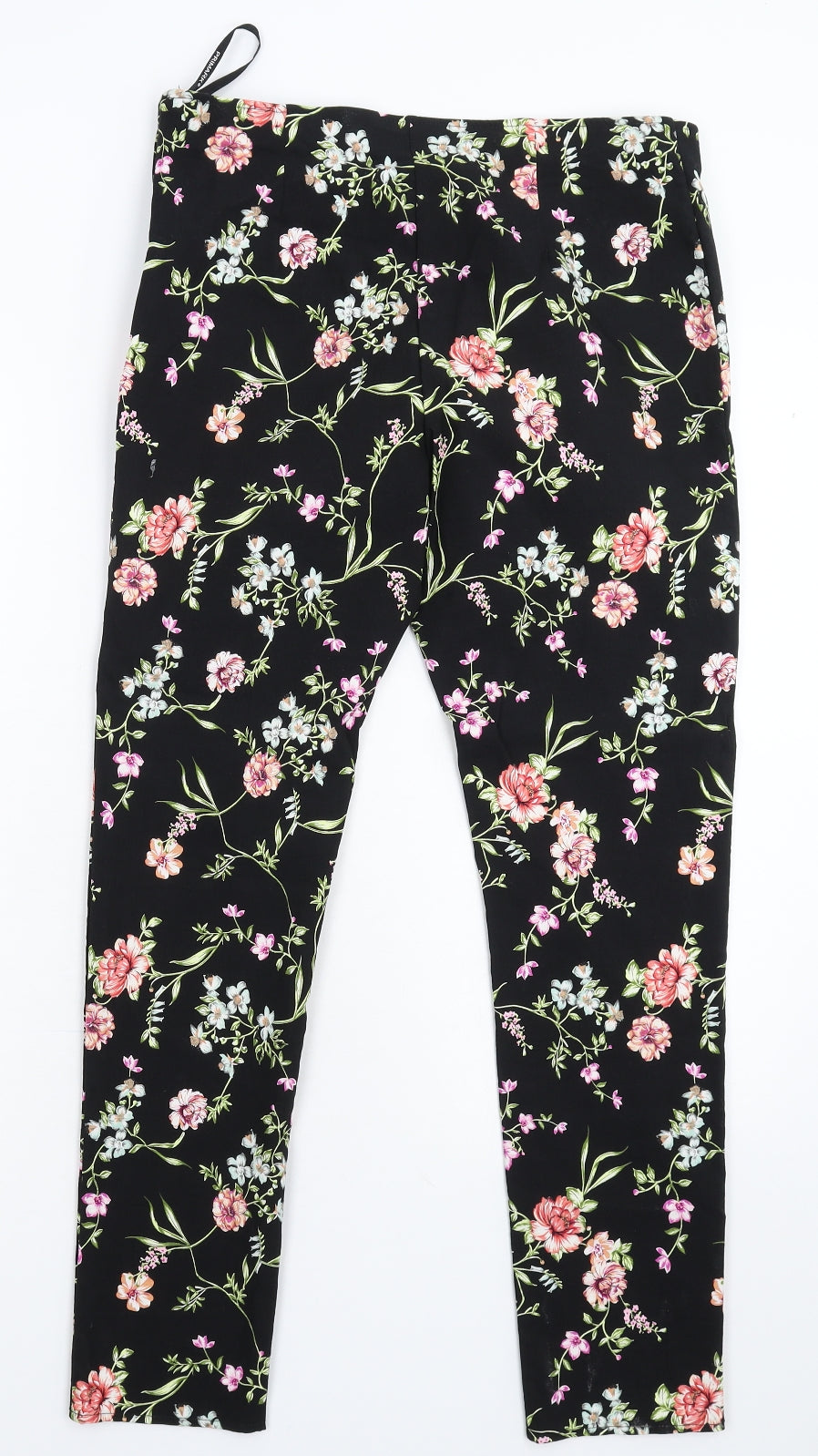 Primark Womens Black Floral  Trousers  Size 14 L28 in