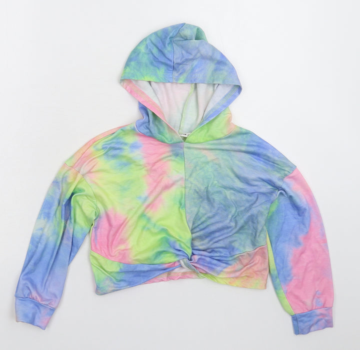 SheIn Girls Multicoloured Rayon Pullover Hoodie Size 7 Years