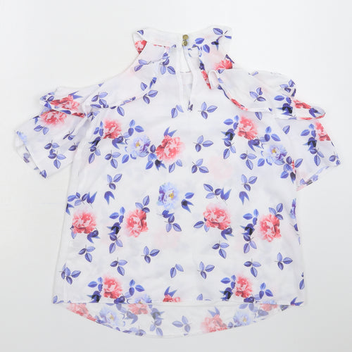 Select Womens White Floral  Basic Blouse Size 6