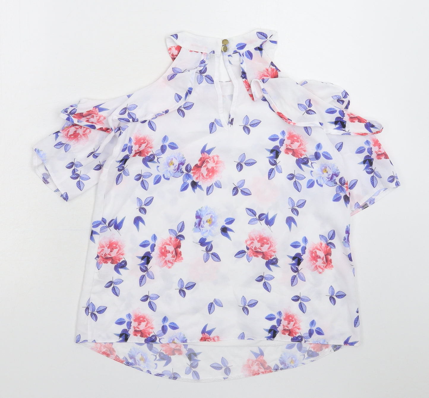 Select Womens White Floral  Basic Blouse Size 6