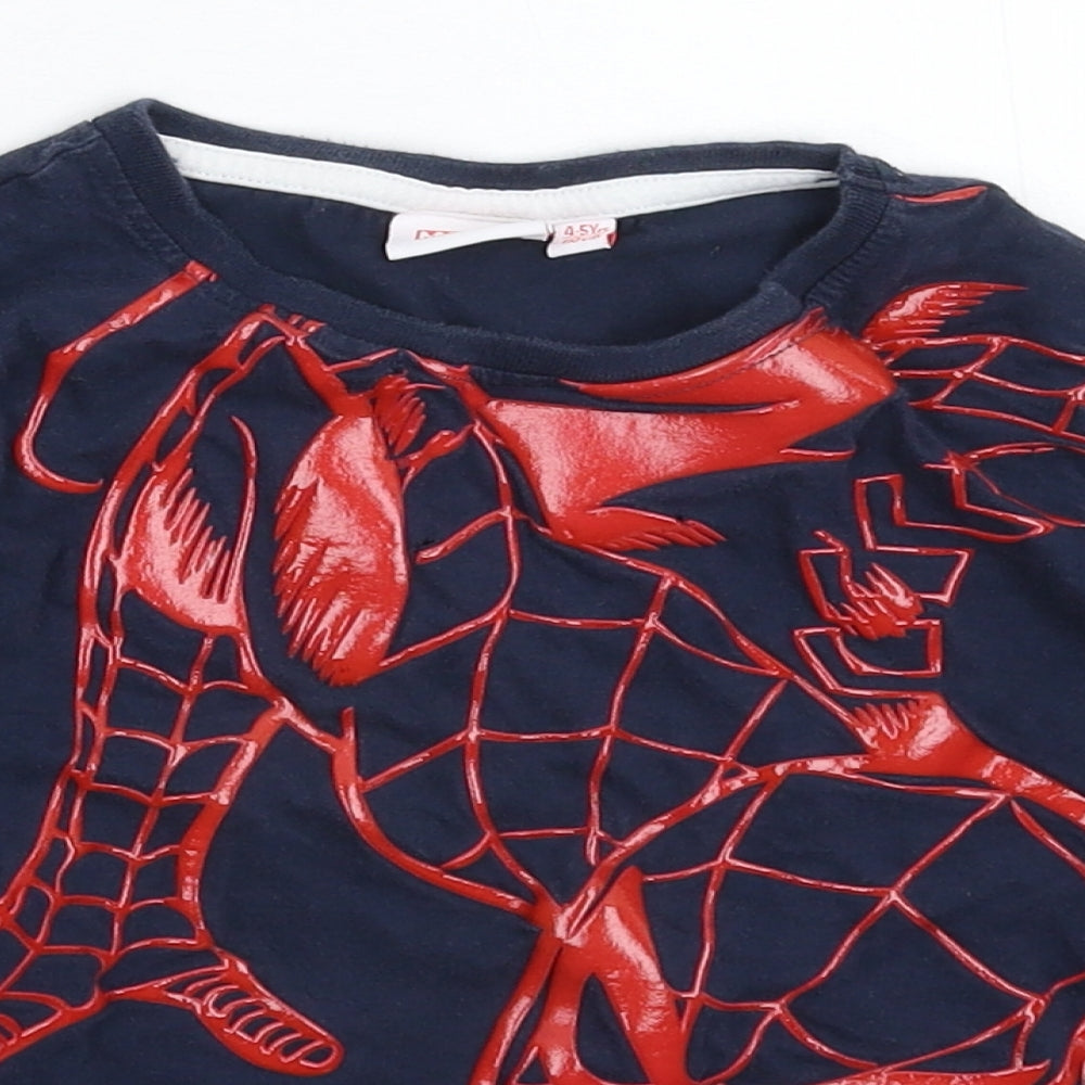 Primark Boys Blue   Basic T-Shirt Size 4-5 Years  - Spiderman