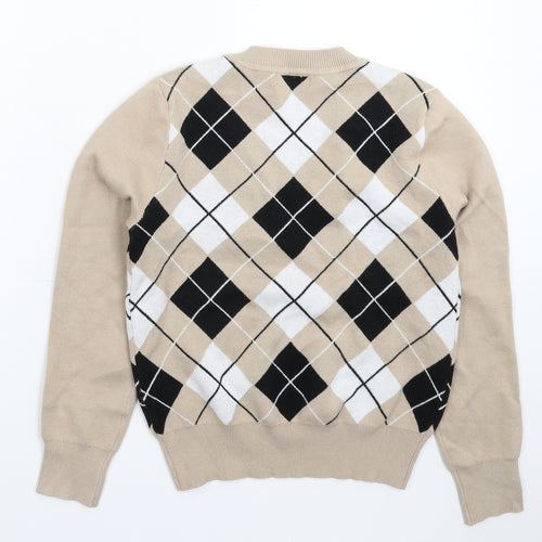 SheIn Womens Grey Check Knit Pullover Jumper Size 10