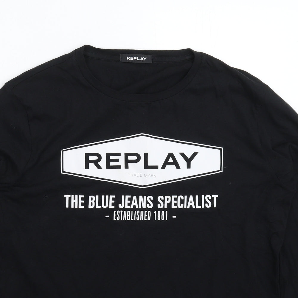 Replay Mens Black    T-Shirt Size M