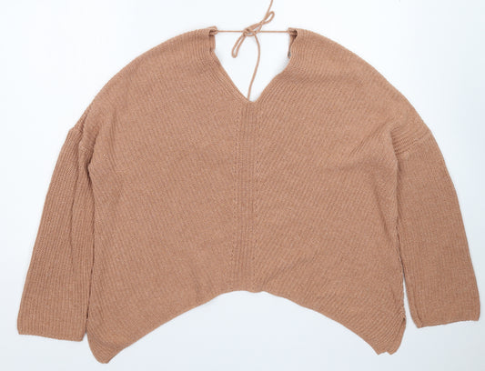 Front view of ASOS women’s beige knit jumper, size UK 10, - oversized