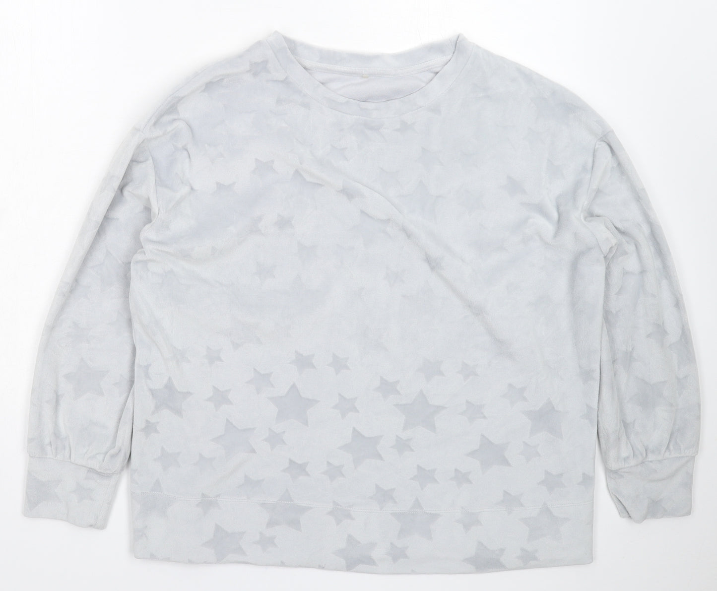 George Womens Grey Geometric Fleece Top Pyjama Top Size 14
