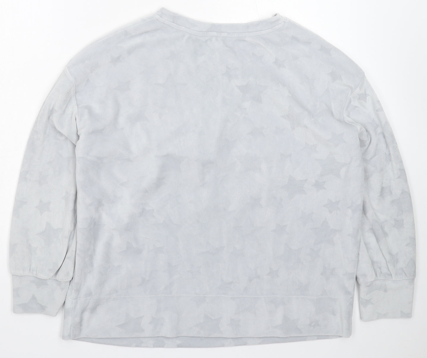 George Womens Grey Geometric Fleece Top Pyjama Top Size 14