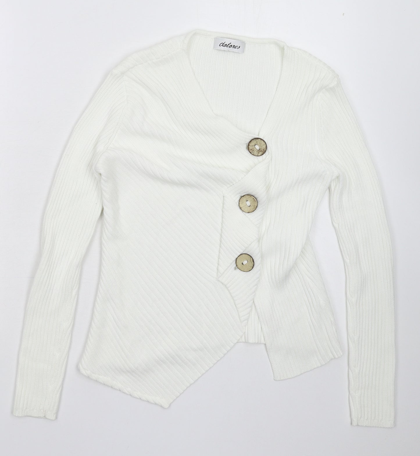 Dolores Womens White  Knit Cardigan Jumper Size M