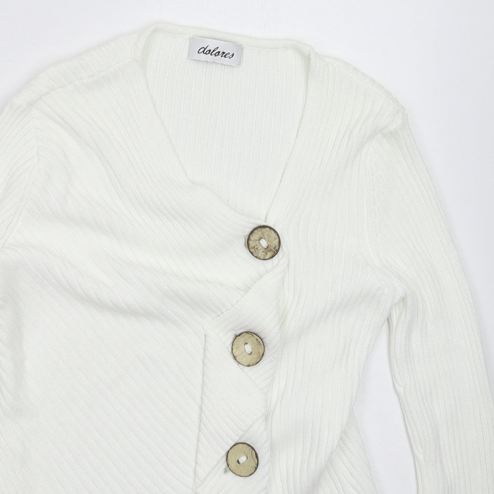 Dolores Womens White  Knit Cardigan Jumper Size M