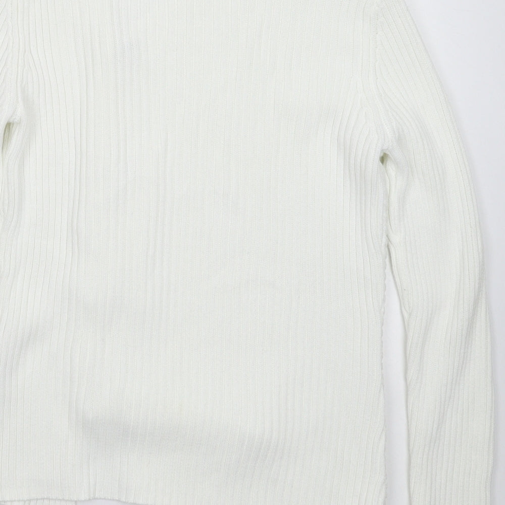 Dolores Womens White  Knit Cardigan Jumper Size M