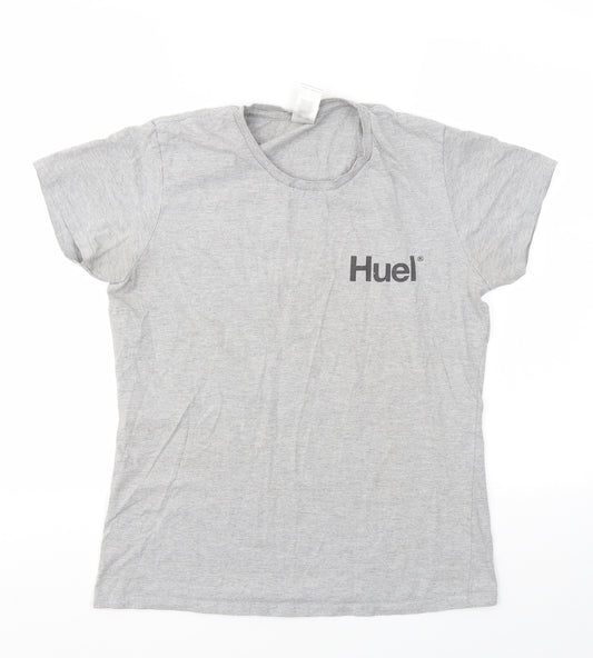 Front view of Gildan women’s grey basic t-shirt, size L