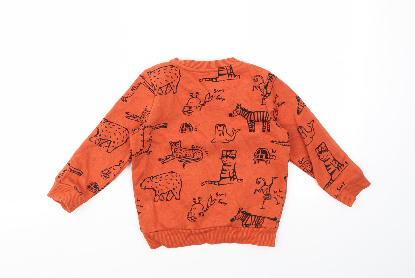 F&F Boys Orange Animal Print  Pullover Jumper Size 4-5 Years