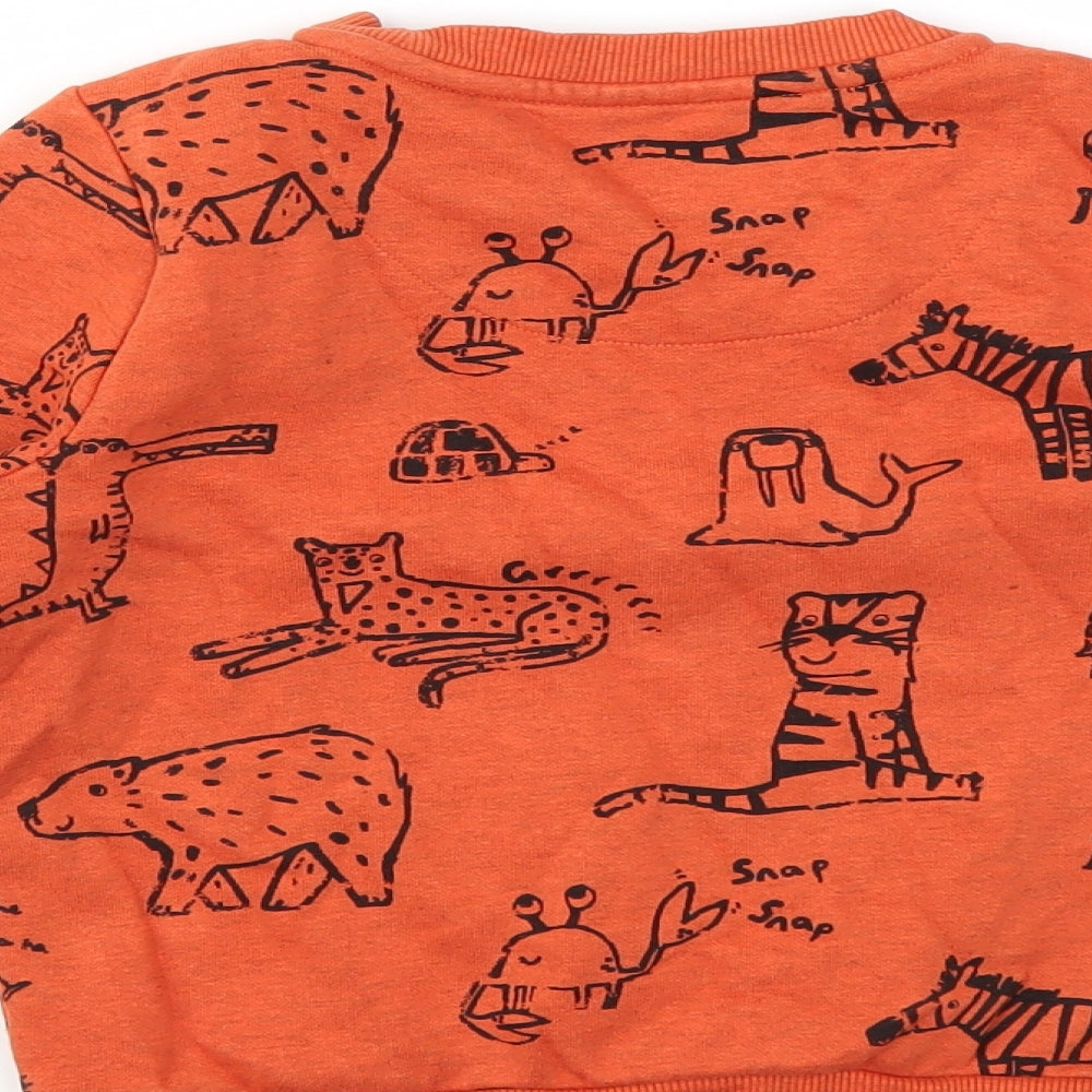 F&F Boys Orange Animal Print  Pullover Jumper Size 4-5 Years
