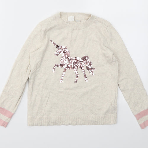 Gap Girls Ivory Geometric  Pullover Jumper Size S