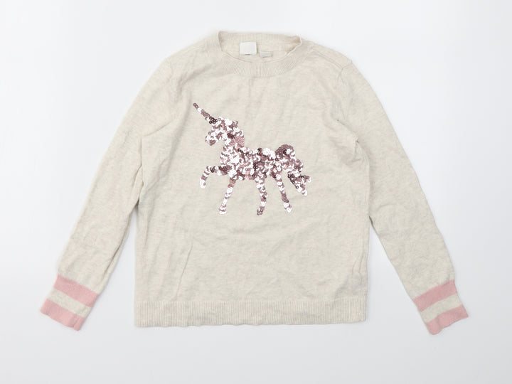 Gap Girls Ivory Geometric  Pullover Jumper Size S