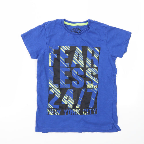 Matalan Boys Blue Geometric  Basic T-Shirt Size 10 Years