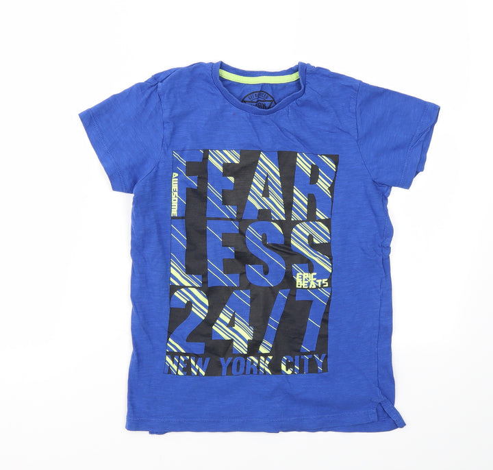 Matalan Boys Blue Geometric  Basic T-Shirt Size 10 Years