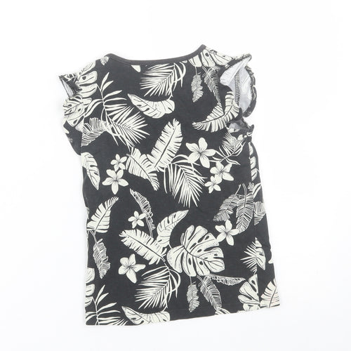 TU Girls Black Floral  Basic T-Shirt Size 5 Years