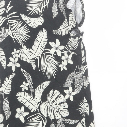 TU Girls Black Floral  Basic T-Shirt Size 5 Years