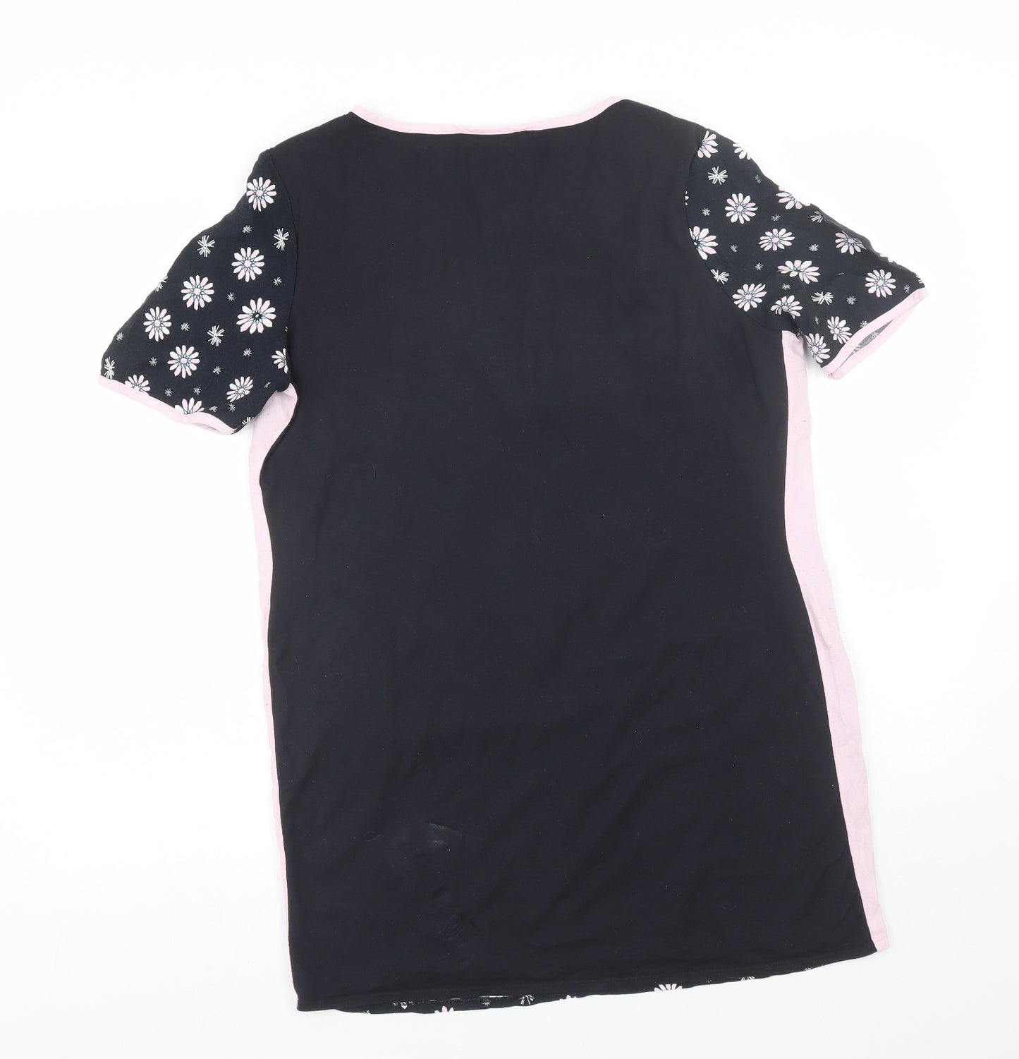 Laura Ashley Womens Black Floral  Basic T-Shirt Size 12