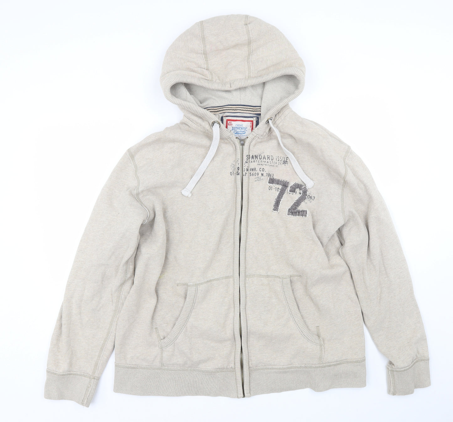NEXT Mens Beige   Full Zip Hoodie Size 2XL