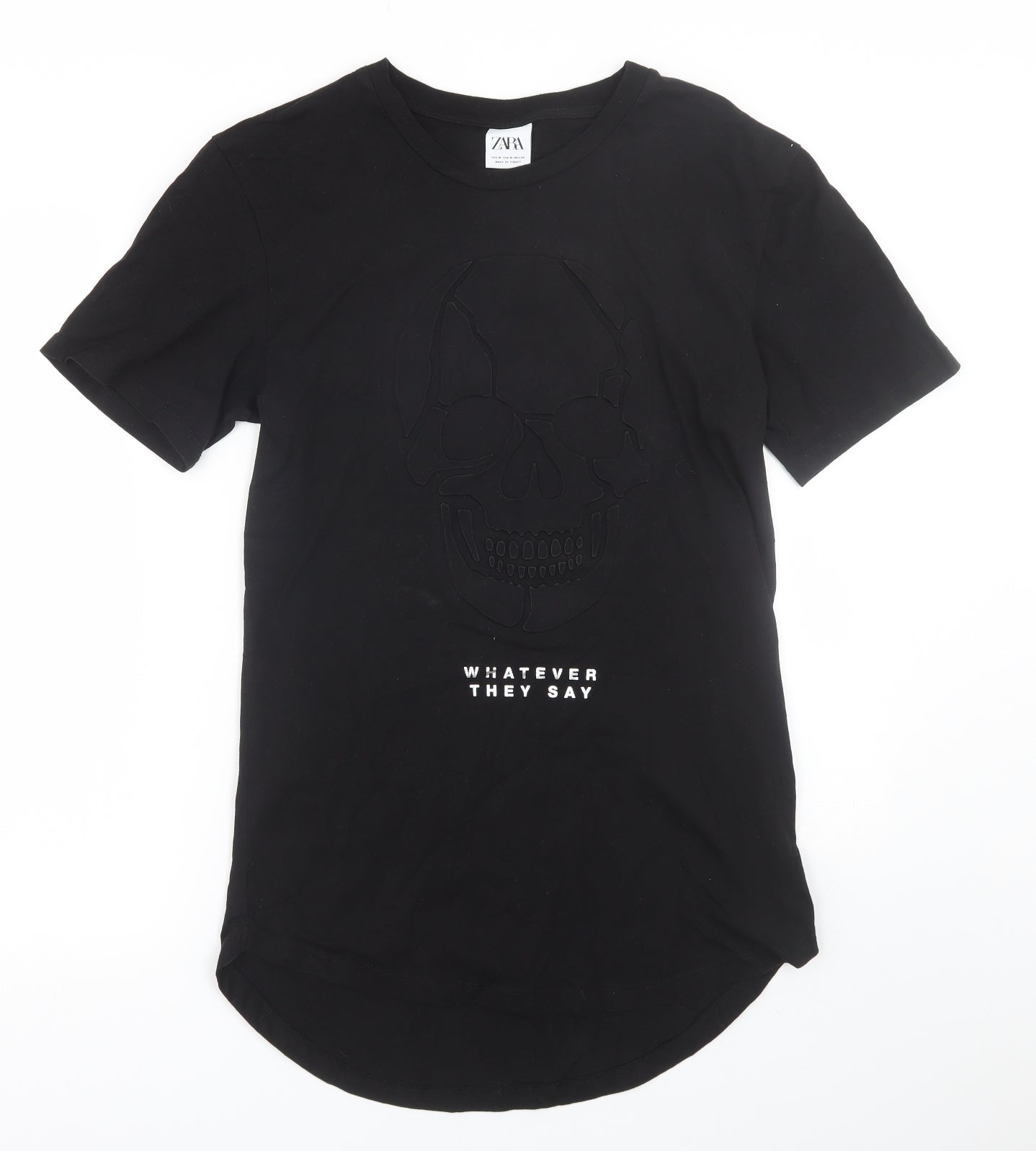 Zara Mens Black    T-Shirt Size M  - Skull