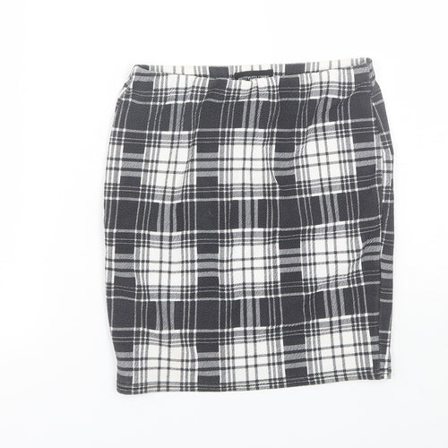 PRETTYLITTLETHING Womens Black Plaid  Wrap Skirt Size 6