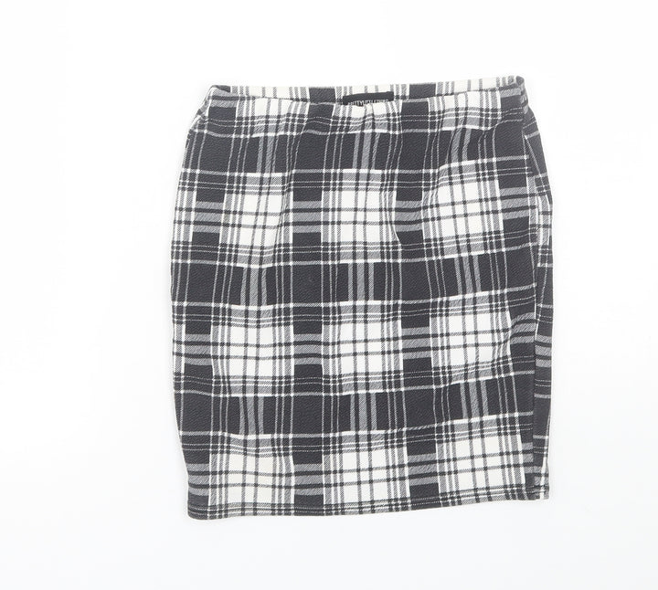 PRETTYLITTLETHING Womens Black Plaid Wrap Skirt Size 6