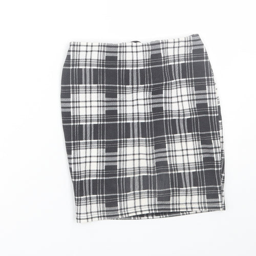 PRETTYLITTLETHING Womens Black Plaid  Wrap Skirt Size 6