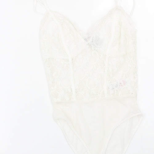 New Look Womens White Floral  Catsuit One-Piece Size 8