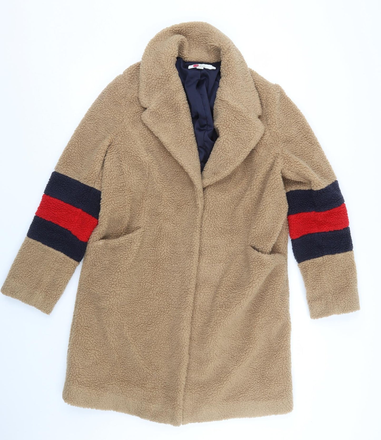Boden Womens Brown Striped  Trench Coat Coat Size 12