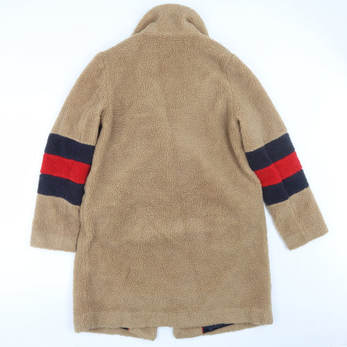 Boden Womens Brown Striped  Trench Coat Coat Size 12