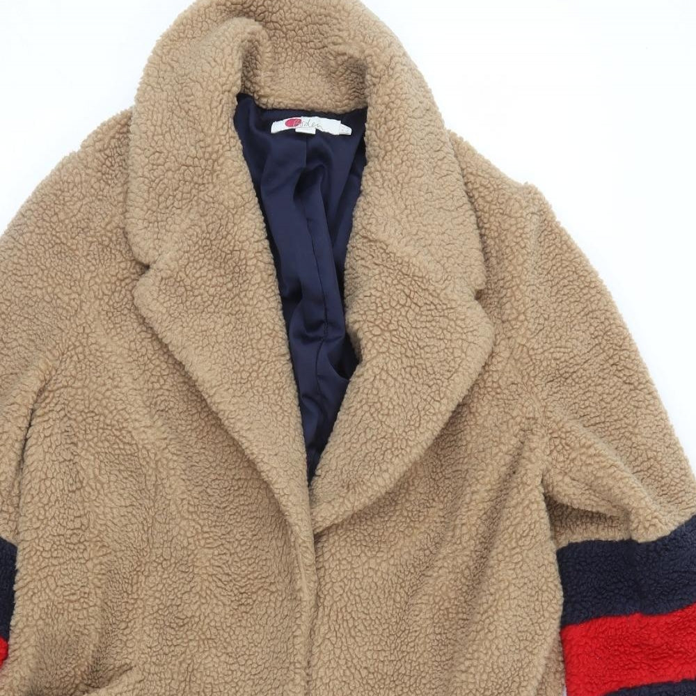 Boden Womens Brown Striped  Trench Coat Coat Size 12