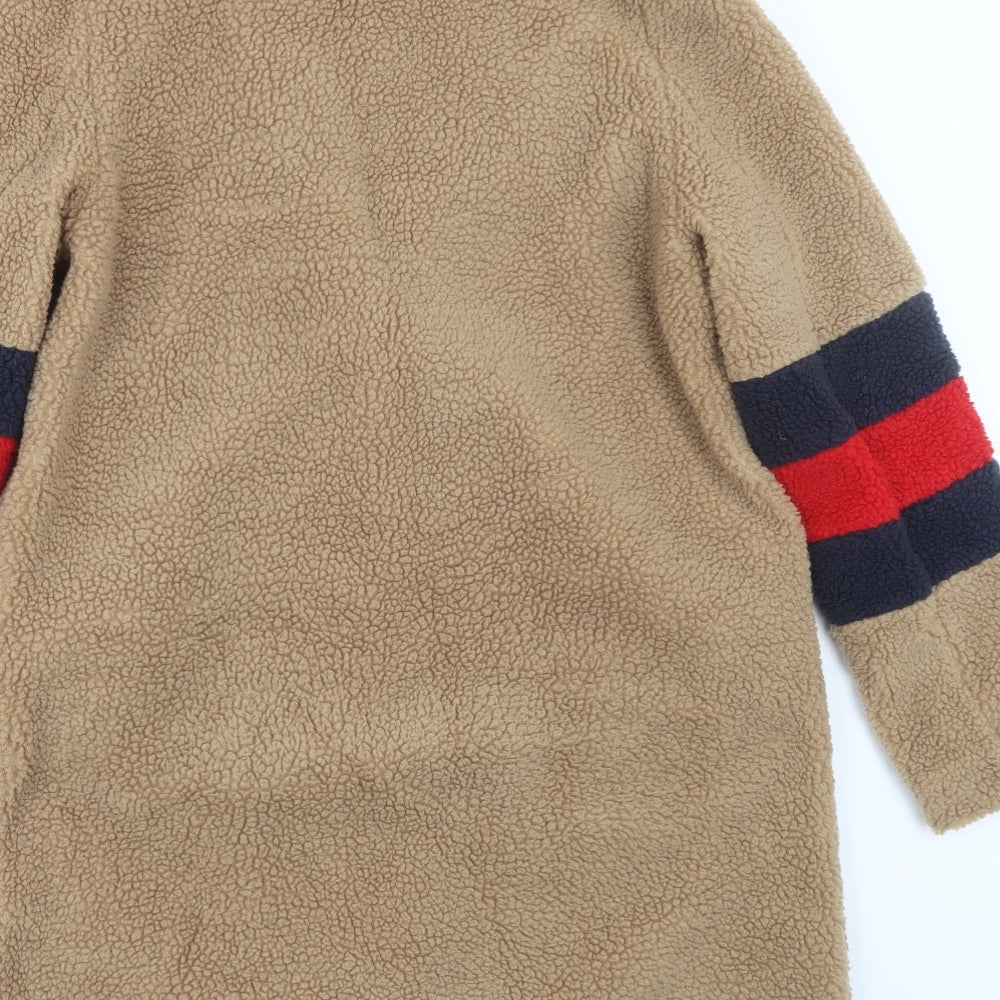 Boden Womens Brown Striped  Trench Coat Coat Size 12